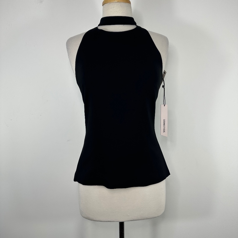 NWT Cushnie Et Ochs Womens Sz 4 Stretch Cady Sleeveless Choker Top Black